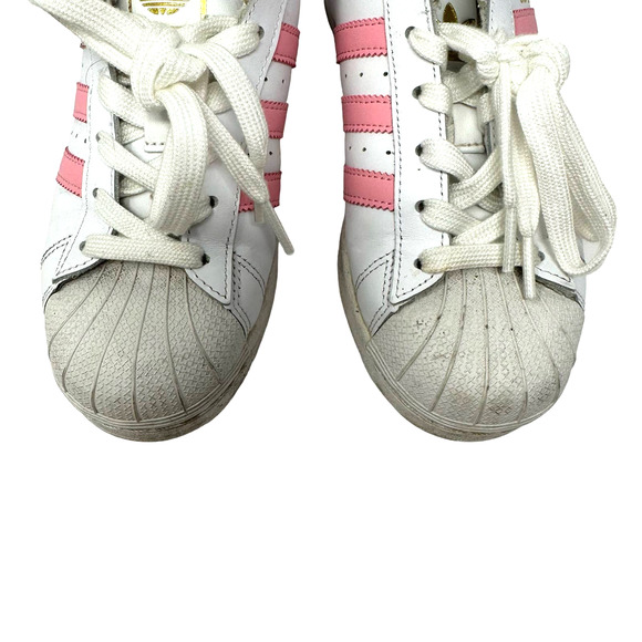 Adidas size 5 EVM‎ 004001 white pink clamshell toe lace up sneakers superstar - Picture 3 of 10